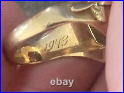 WWII US Air Corps 14K Gold Ring 8th Air Force 493rd Bomb Group Named Ring Size 8
