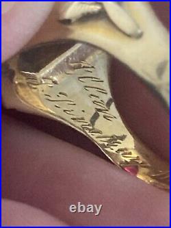 WWII US Air Corps 14K Gold Ring 8th Air Force 493rd Bomb Group Named Ring Size 8