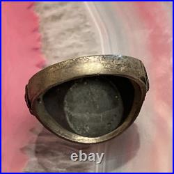 WWII US Air Force USAF Pilot Prop Wings Sterling Silver Signet Ring Size 10.5