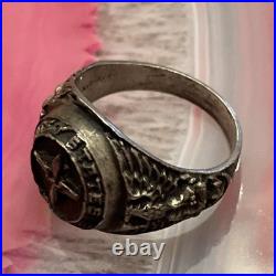 WWII US Air Force USAF Pilot Prop Wings Sterling Silver Signet Ring Size 10.5