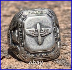 WWII US Army Air Corps Force USAAF Sterling Silver Souvenir Ring SZ 9.5