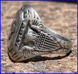 WWII US Army Air Corps Force USAAF Sterling Silver Souvenir Ring SZ 9.5