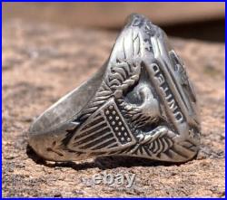WWII US Army Air Corps Force USAAF Sterling Silver Souvenir Ring SZ 9.5