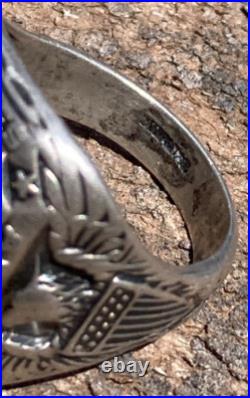 WWII US Army Air Corps Force USAAF Sterling Silver Souvenir Ring SZ 9.5