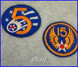 WWII US Army Air Forces Patches 5th & 15th Air Force Theater Insignia Pair