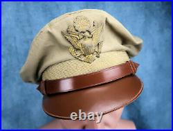 WWII US Officer visor cap jacket hat combat Air Force corp flight weight crusher