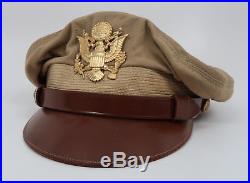 WWII US Officer visor cap uniform hat combat NAMED Air Force corps Lewis crusher