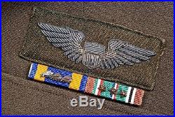 WWII U. S. 9th AIR FORCE PILOT'S IKE JACKET withBULLION WINGS & RIBBON BAR