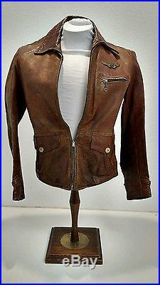 WWII U. S. Army Air Corps 8th Air Force painted leather jacket used navigator BS