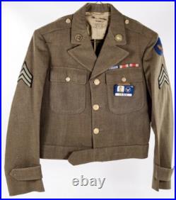 WWII United States Army Air Force USAAF Ike Jacket w Bullion Patch and ID Badge
