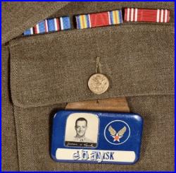 WWII United States Army Air Force USAAF Ike Jacket w Bullion Patch and ID Badge
