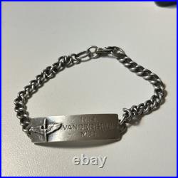 WWII WW2 USA Air Force Wings Sterling Silver Military ID Bracelet USAAF 8.5