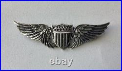 WWI United States Air Force Sterling Silver 13 Star Wings Brooch, Rare