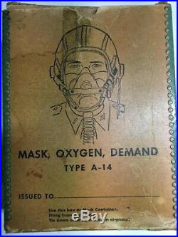 WW 2 Oxygen Mask Demand A-14 Vintage Pilots Helmet Goggles Air Force Army Flying