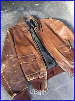 Ww2 1940s Leather Jacket A2 Flight Airforce Usaf wwii vintage military