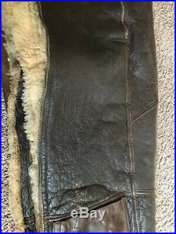 Ww2 Us Army Air Force Leather Flying Pilot Pants H. L. B Corporation Size 36