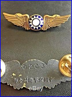 Wwii USA China Flying Tigers Volunteer Air Force Pilot Pin Numbered